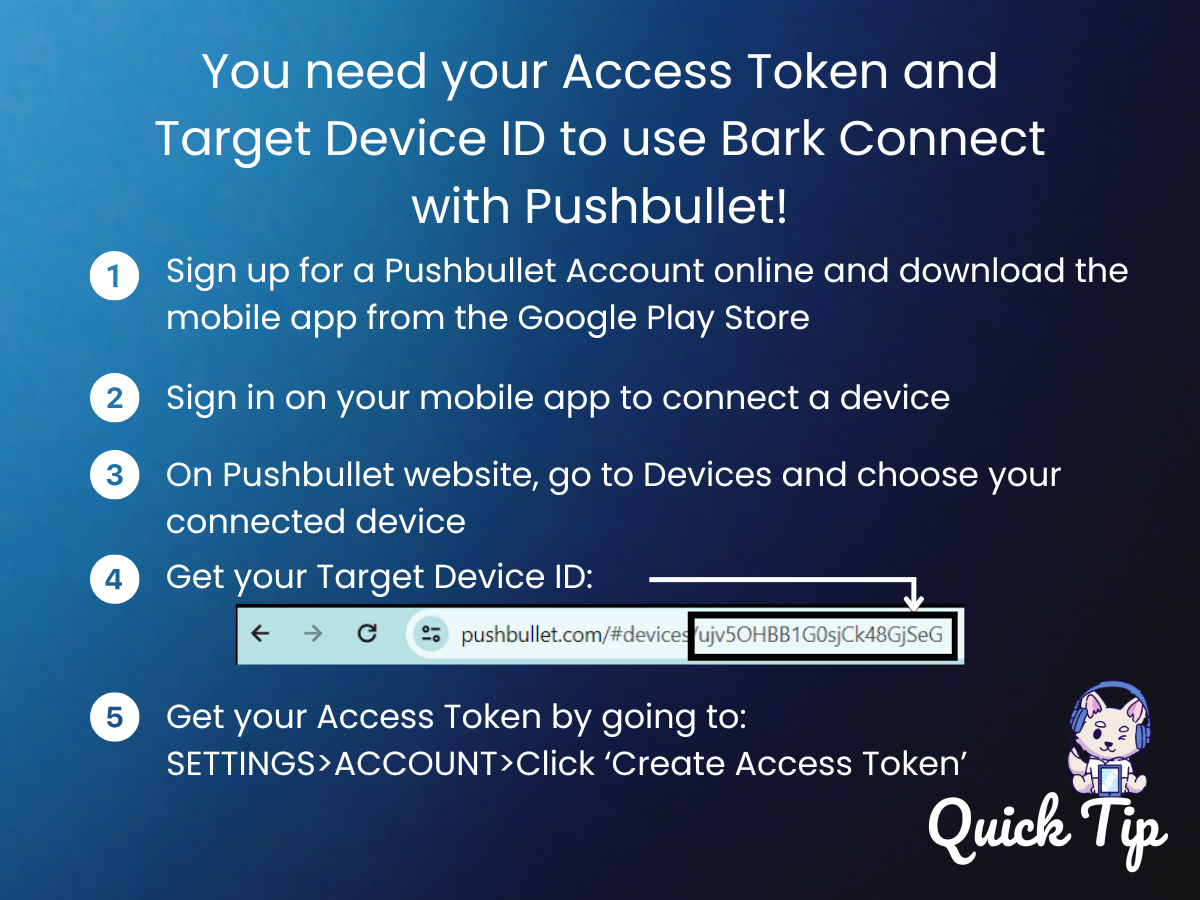 How to get your Access Token and Target Device ID to use Bark Connect