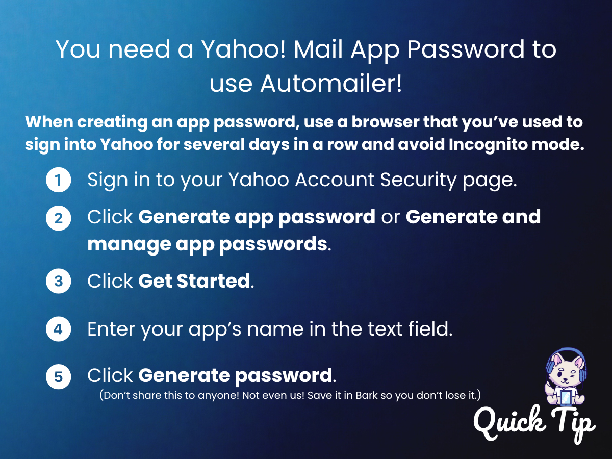 How to get your Yahoo! Mail App Password